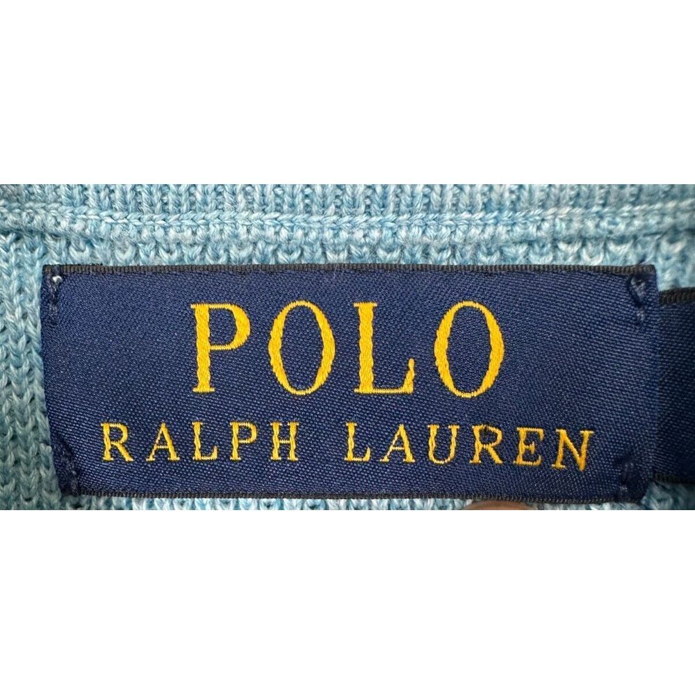 Polo Ralph Lauren maglione uomo blu medio pima cotone giallo pony felpa