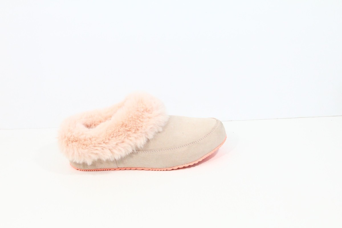 Sorel Go Coffee Run Slippers sz 9 Women Pink Faux Fur fuzzy indoor outdoor  sole | eBay