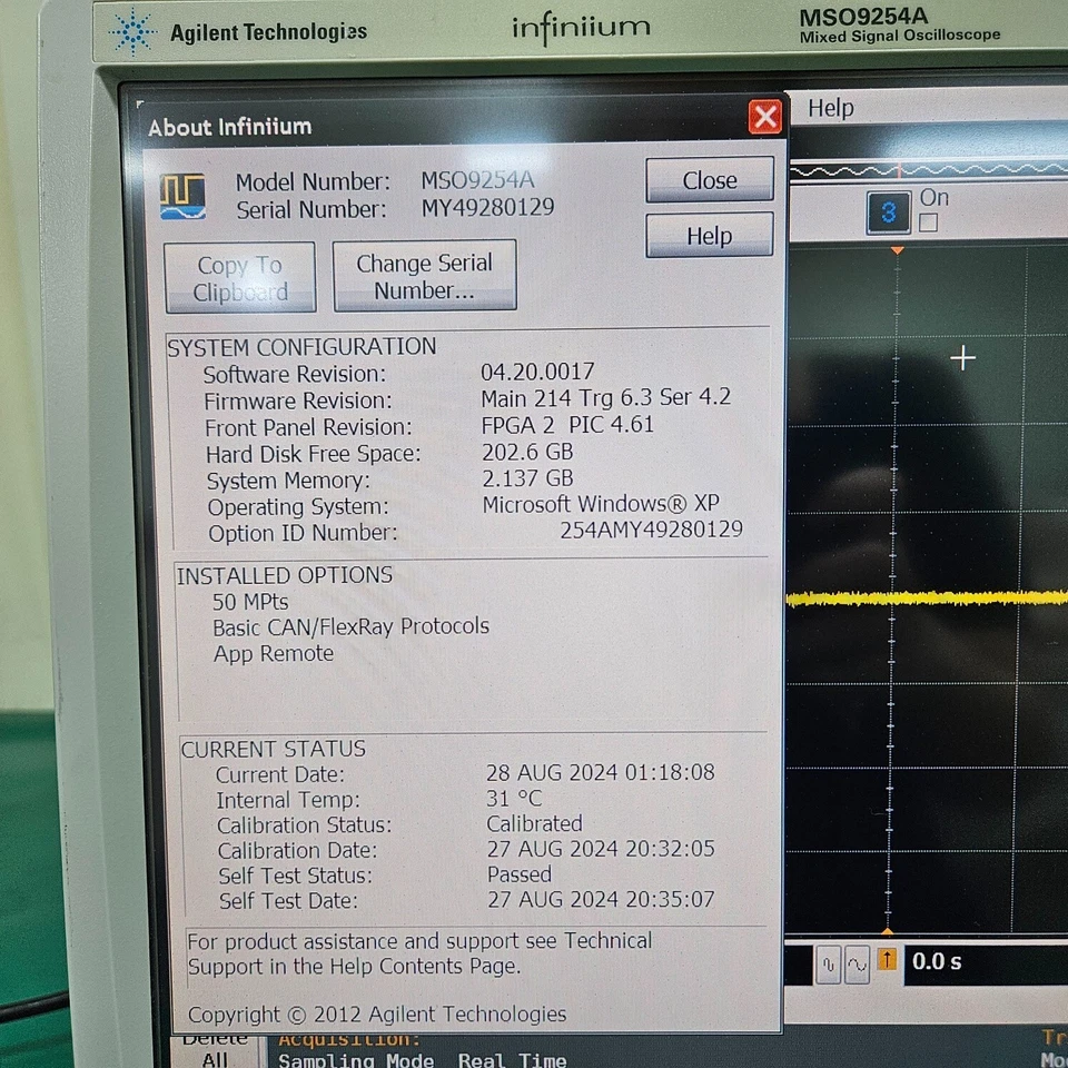 Agilent MSO9254A 4+16 channel 2.5 GHz, Mixed Signal Oscilloscope-50MPts,,, - Image 2 of 4