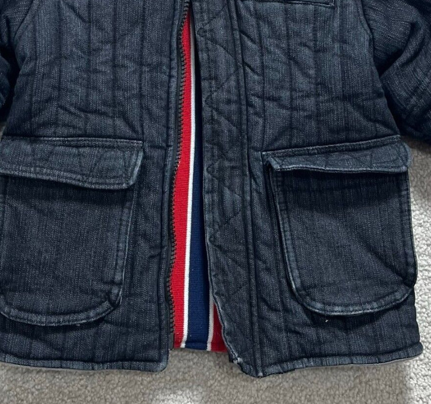 Kapital K Jacket Boys XS Blue Demin Full Zip Up Long Sleeves Pockets Polyester