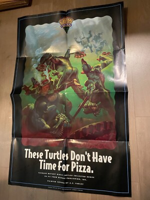 Vtg 1991 Mirage Comics TMNT Teenage Mutant Ninja Turtles Promo Poster folded