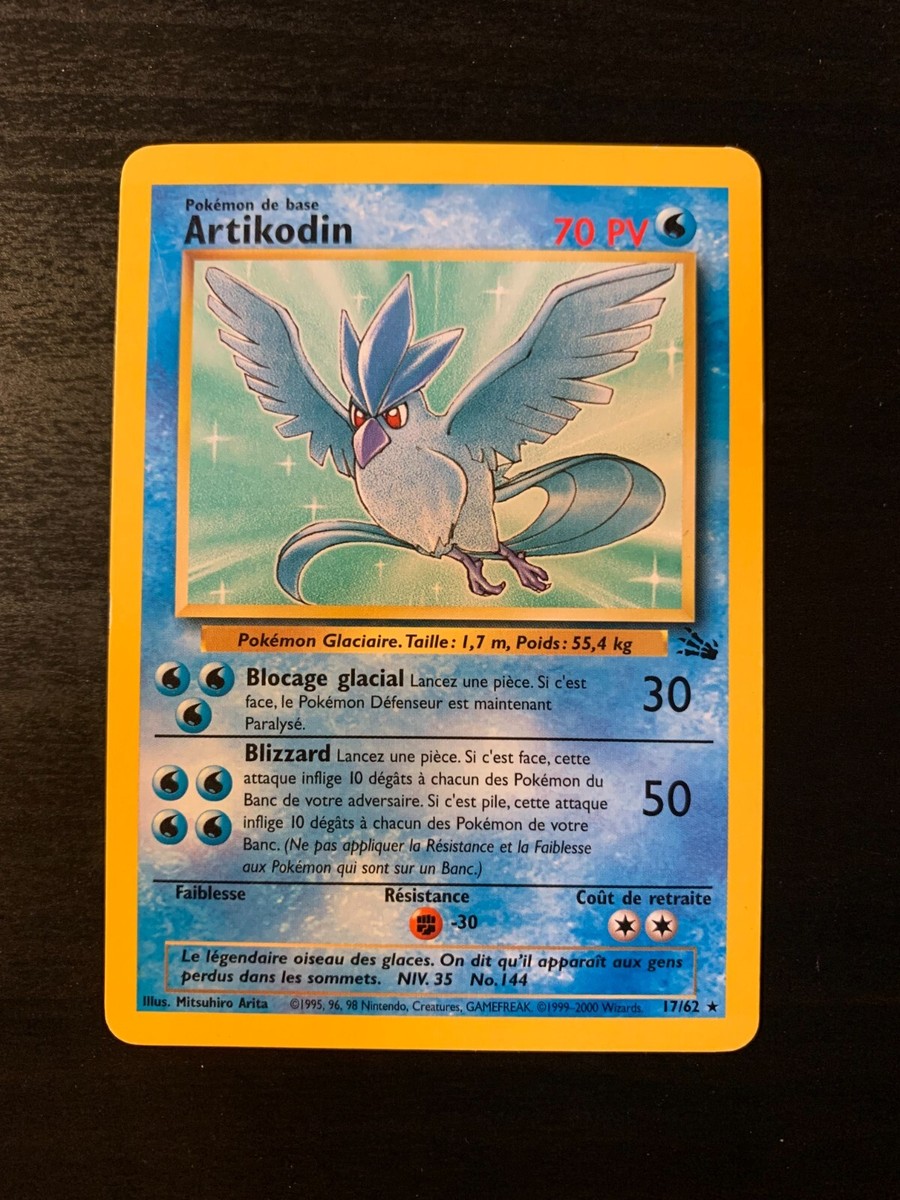 Carte Pokémon Artikodin Holographique - Extension Fossile - 2/62 - 1ère édition Wizards