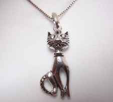 Contented Kitty Cat 925 Sterling Silver Necklace