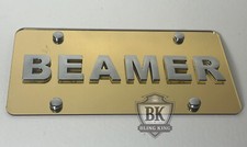 Beamer Bmw Chrome Emblem Badge Gold Mirrored License Plate Tag