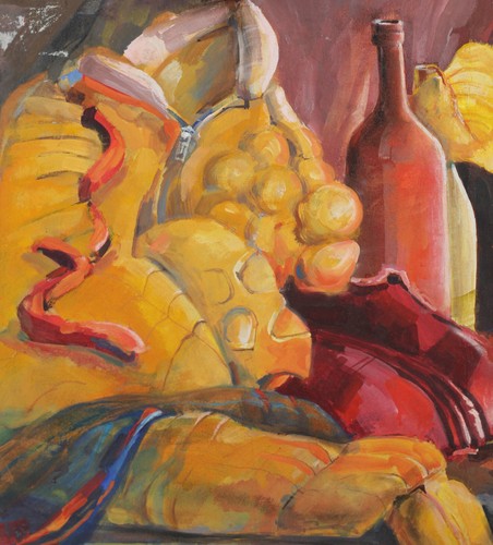Modernes Original Gouache Gemälde Stillleben