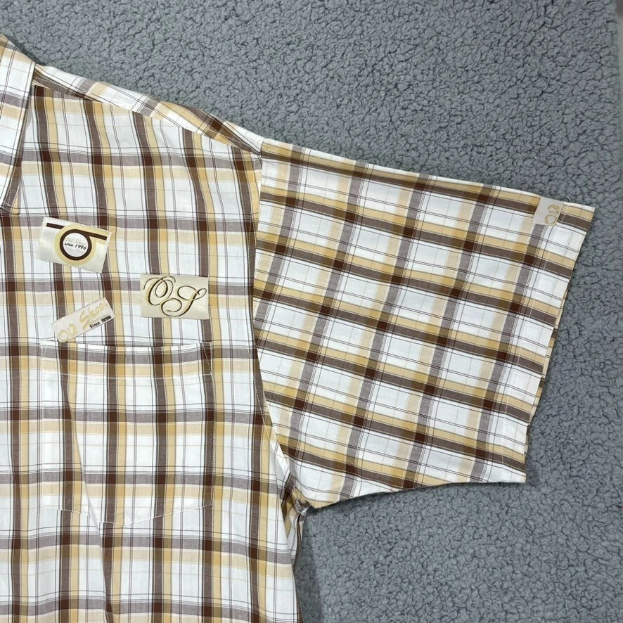 Camisa Old Skool Adulto 3XL XXXL Beige Marrón Cuadros Manga Corta Urbana Calle Para Hombres Foto 3 de 4