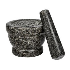 PESTLE AND MORTER SET PREMIUM NATURAL STONE GRANITE GRIND HERB SPICE PESTO NUTS