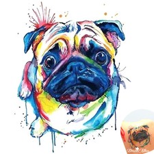 Pug Dog Colour Splash Temporary Tattoo - Waterproof Mens Womens Kids Sticker