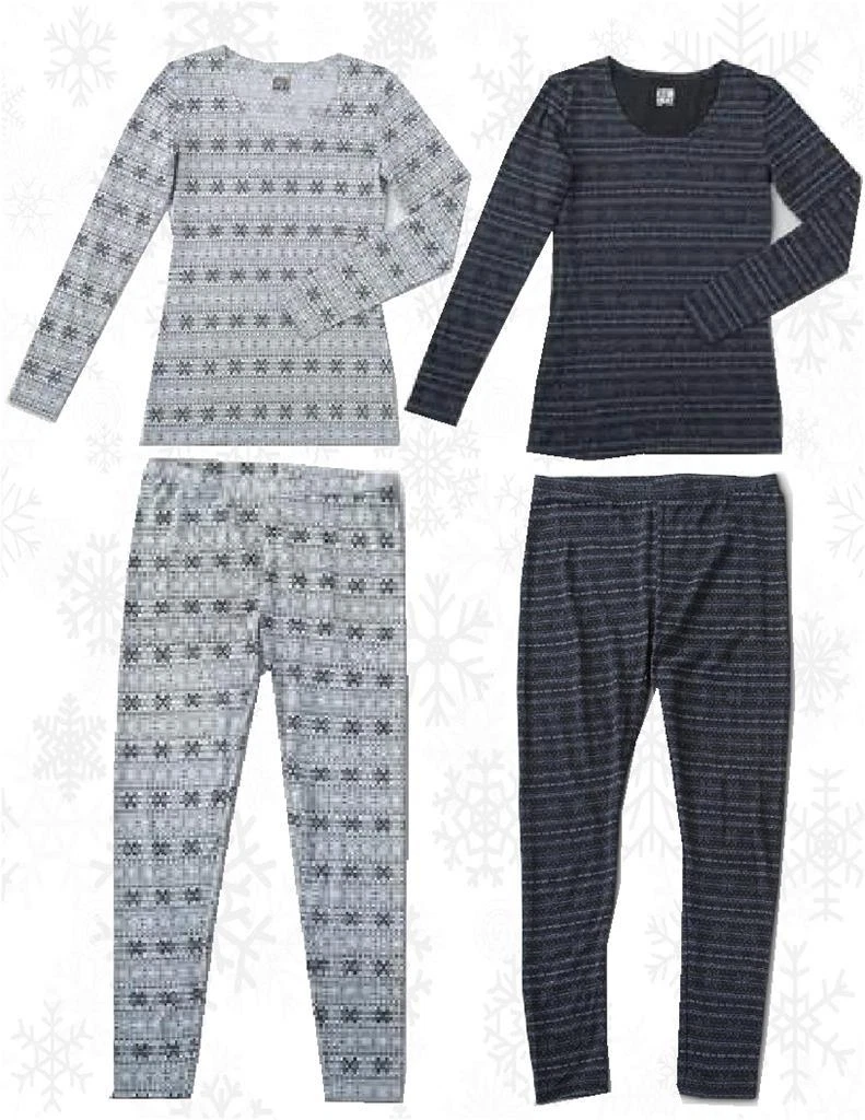 Womens SNOWFLAKE 32 Degrees Base Layer THERMAL TOP & BOTTOM Set WHITE or BLACK