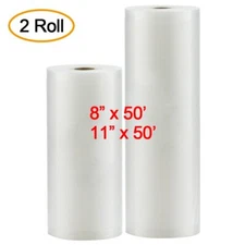 2 Rolls Vacuum Sealer Bags Embossed Food Saver Storage Bag 4Mil - 8x50 + 11x50
