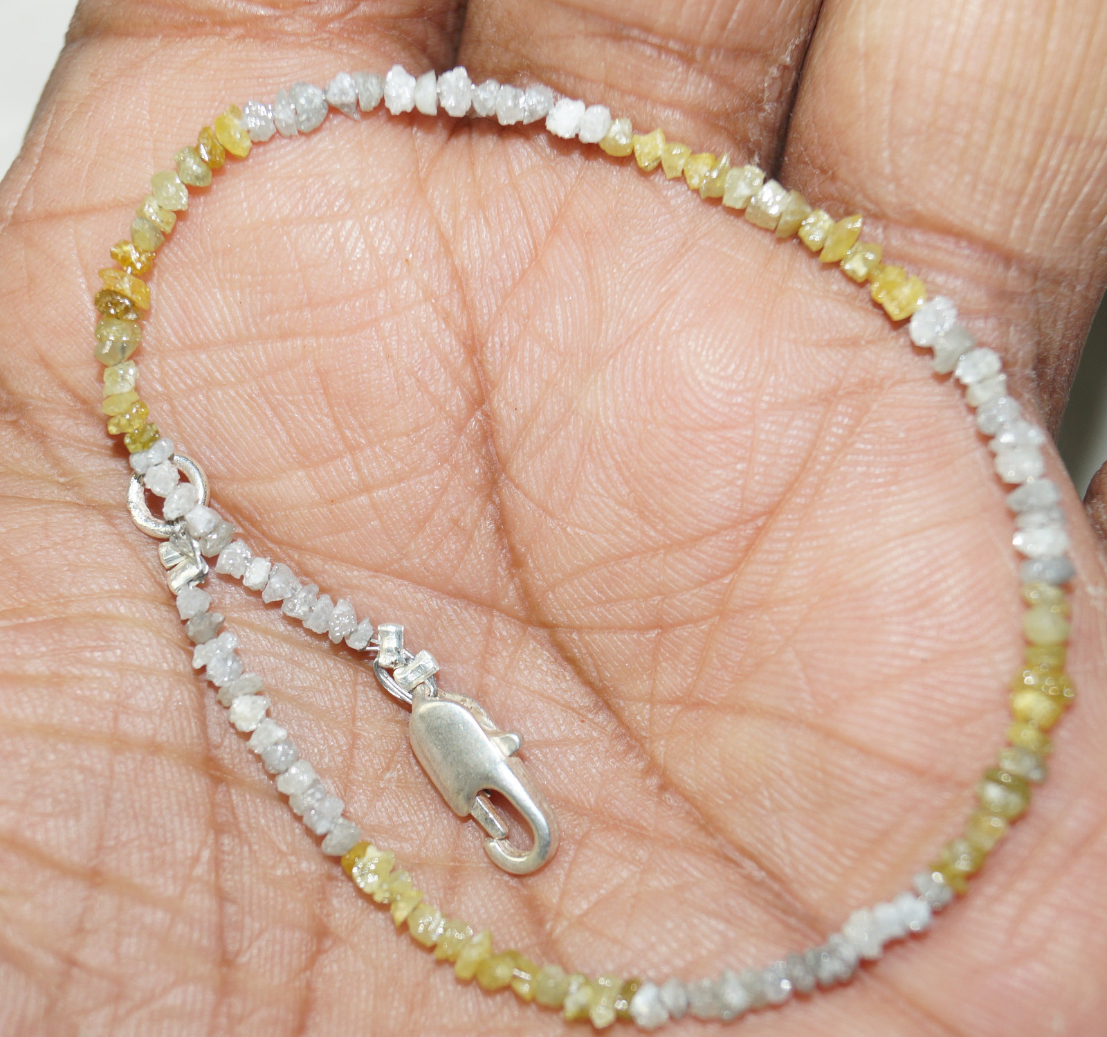Collier En Diamants Bruts Roses Naturels - 20 Pouces, Perles De 2 Mm, 18 Carats Total - Neuf Sans Emballage