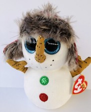 TY Beanie Boos: 6” Buttons The Snowman With Glitter Hat and Red/Green Buttons