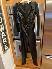 Charlotte Russe Black Girls Jump Suit Size Small Faux Leather Nwt