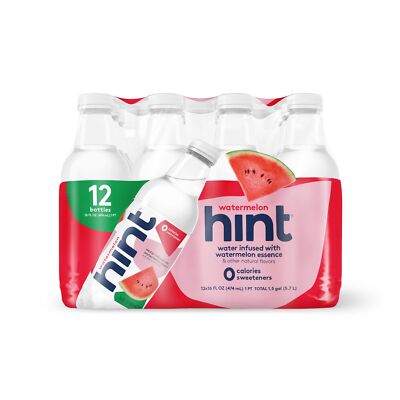 Hint Watermelon Hint Flavored Water 16 Fl Oz Pack of 12 Zero Sugar Calorie Free