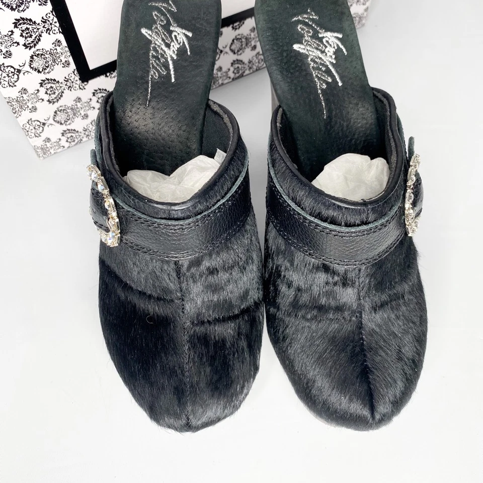 Very Volatile 女式 y2k Chaps Clog Heel 黑色皮革扣懒人鞋 8 — 第 4/4 张图片