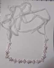 Vintage Rhinestones  Silver Tone Wedding Tie Headband - Marked 13-4