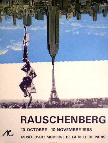 ROBERT RAUSCHBERG rzadki plakat wystawowy z 1968 roku zwinięty w Paryżu - Zdjęcie 1 z 1
