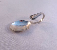Vintage Sterling Curved Handle Baby Spoon By Baker Manchester-Mono Lamar