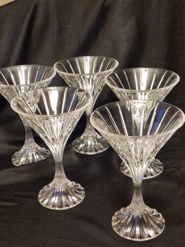 Mikasa Park Lane Martini Glass Set 5 Vertical Design Crystal 6 3/4"t  1987- 2010 - Picture 1 of 13