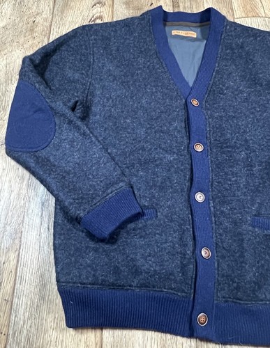 Nifty Genius Cardigan Mens XL Navy Blue Polyester Wool Blend - Picture 4 of 5