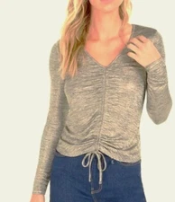 BECCA TILLEY  + BAR III SILVER GOLD METALLIC GORGEOUS LONG SLEEVE TOP - XL - NWT