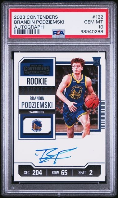 2023-24 Panini Contenders Brandin Podziemski 122 Rookie Ticket Auto PSA 10 Pop 9
