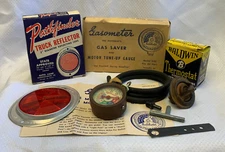Vtg Car Parts Lot Motor Tune-Up Gauge Baldwin Thermostat Truck Reflector Lens