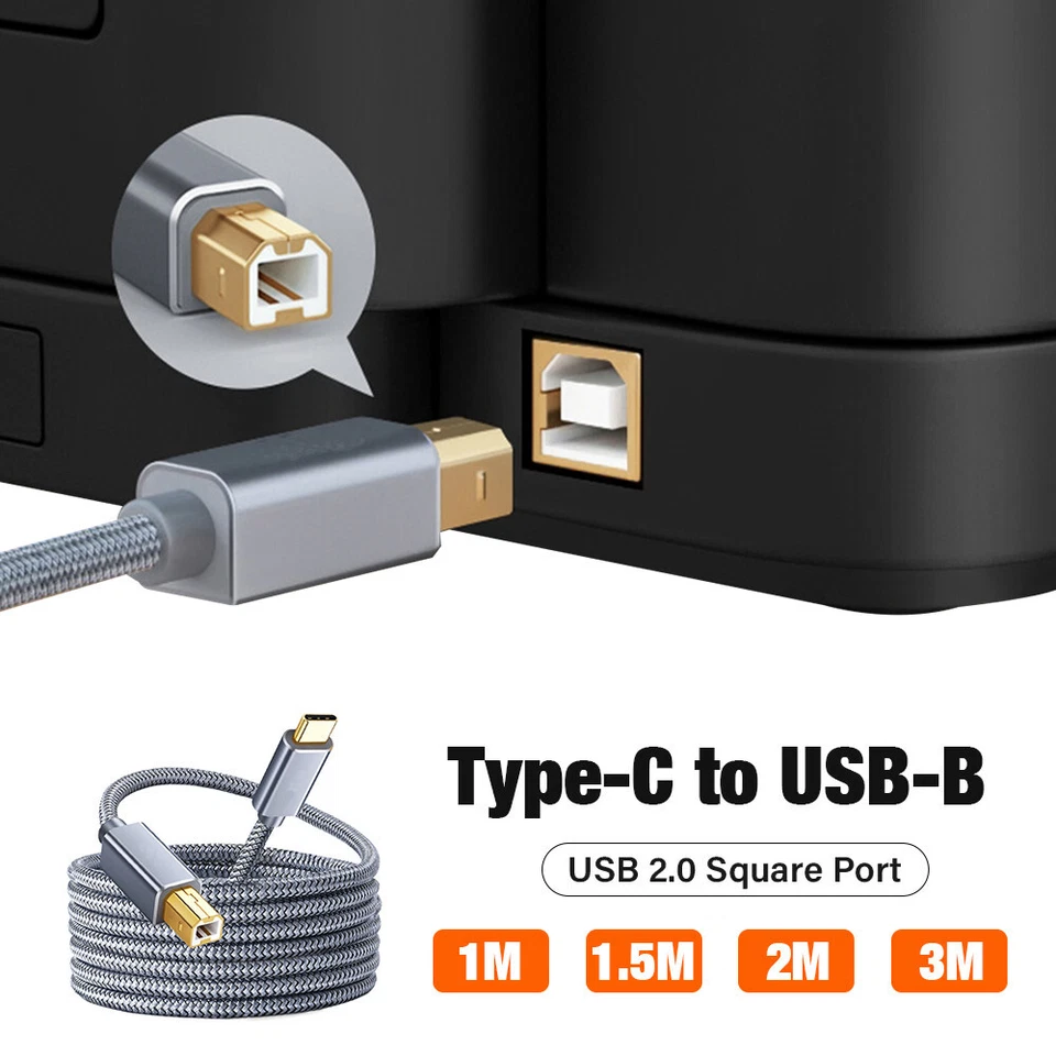 Cable de impresora USB tipo C impresora MIDI de alta velocidad USB B 2.0 para Epson HP piano DJ - Imagen 3 de 4