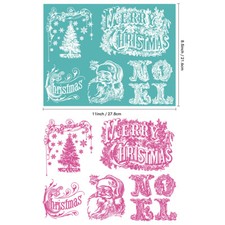 Christmas Santa Claus Silk Screen Stencils Reusable Self-Adhesive Mesh Stencils