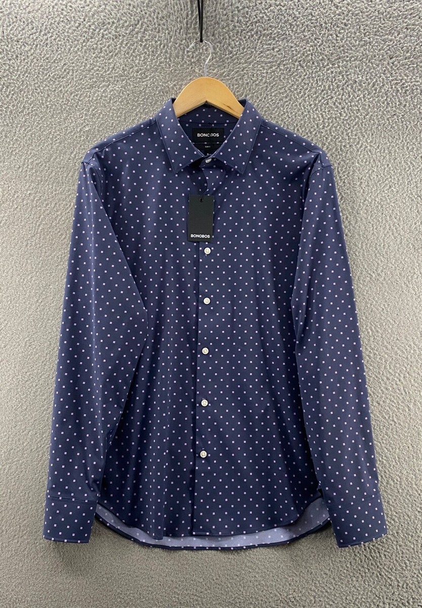 bonobos dress shirts sale Bonobos Shirt Mens Medium Blue Pink Geometric Button Up Slim Performance  Stretch