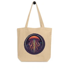 "Cosmic Jellyfish" Eco Tote Bag Psychedelic Space Medusa Galactic Sea Cnidarian