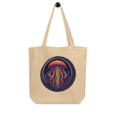 ''Cosmic Jellyfish'' Eco Tote Bag Psychedelic Space Medusa Galactic Sea Cnidarian