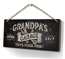 Heuhuww Grandpa Gifts,Grandpa's Garage Toys Fixed for Free Sign 6x12 Inch
