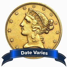$5 Liberty Head Gold Half Eagle 0.2418 ozt Cull or Ex Jewelry Random Year 4835.53 per troy oz