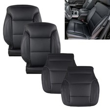 For 15-19 Silverado 1500 2500 Driver Passenger Bottom Top Leather Seat Cover Blk For 15-19 Silverado 1500 2500 Driver Passenger Bottom Top Leather Seat Cover Blk