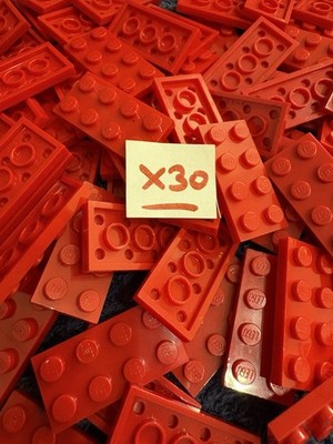 Lego dreißig rote Standard Bausteine 4x2x1 flache Platte x30 alle perfekt