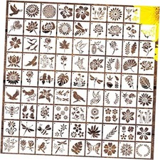 80 Pcs 4 x 4 Inch Stencils for Painting on Wood, Reusable Butterfly Bird Flower