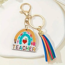 Teacher's Day Rainbow Label Car Pendant Keychain Graduation Gift for Teacher