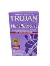 Trojan Her Pleasure Condoms With Spermicidal Lubricant - 12 ct BB 11/2025