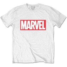 Image of White Marvel Comics Marvel Box Logo Official Mens T-Shirt