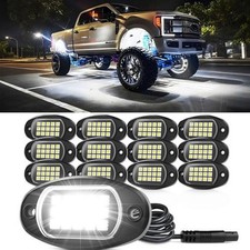 Pure White LED Rock Lights 8 /12 Pods Waterproof Truck Underbody Underglow Light