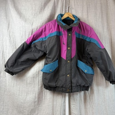 Vintage Be In The Current Seen Jacket Mens Medium Gray Ski Puffer Colorblock 90s