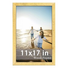 Golden State Art 11x17 Gold Solid Wood Picture Frame Tempered Glass Wall Mount