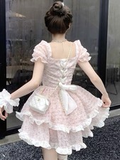 Pink Floral Coquette Fairycore Mini Dress  Size L