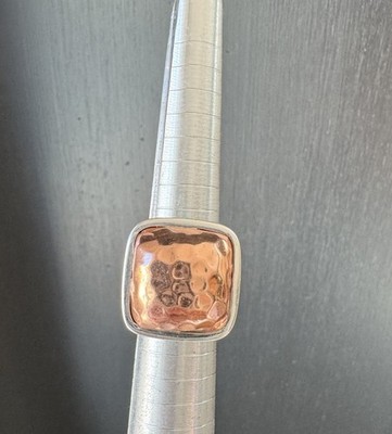 Statement Ring Barse Silber und Kupfer mit Türkis Steinen Größe 6