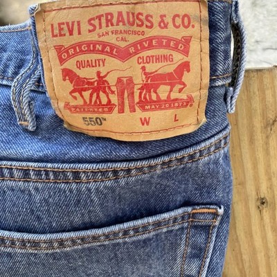 Levi s 550 Men s 44/30 Dark Blue Jeans Denim Pants Free Grass Stains Low Price