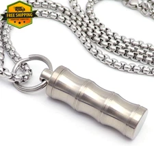 Haxtec Small Pill Box Titanium Pill Fob Necklace Nitro Mini Waterproof Keychain