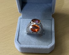NICKY BUTLER 925 Silber Statement Orange Citrin ? Ringgröße R / 13,30g