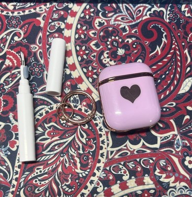 Airpod case for generation 1 & 2 includes cleaning tool and key ring 