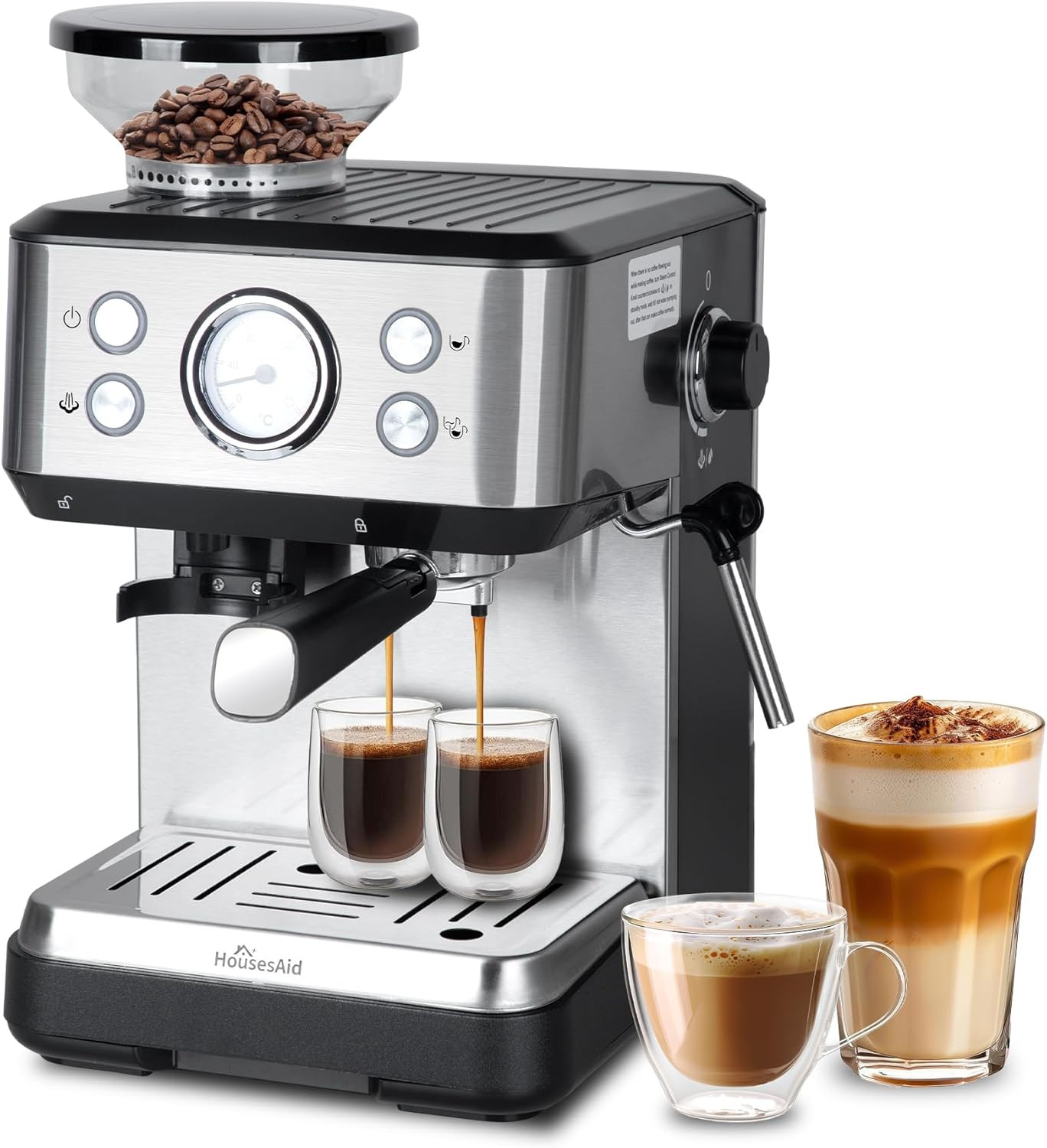 With Built-in Grinder (12 Levels) - 1050w Stainle